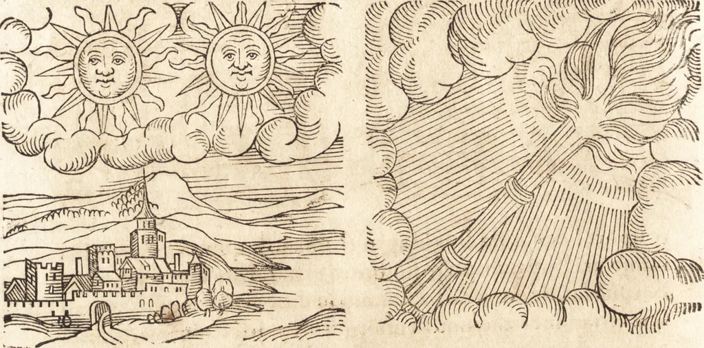 An illustration from Prodigiorvm ac ostentorvm chronicon : quae praeter naturae ordinem, motum, et operationem, et in svperioribus & his inferioribus mundi regionibus, ab exordio mundi usque ad haec nostra tempora, acciderunt ..., 1557, leaf 141