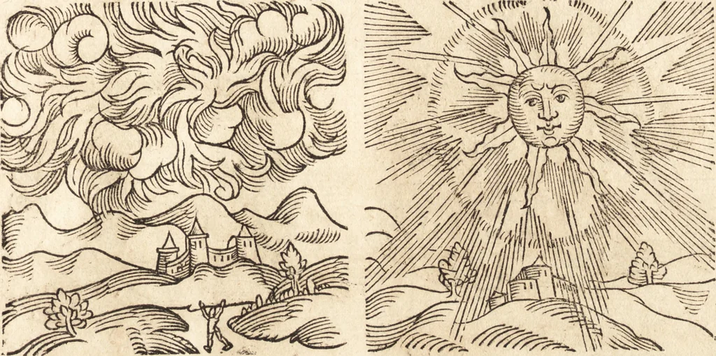 An illustration from Prodigiorvm ac ostentorvm chronicon : quae praeter naturae ordinem, motum, et operationem, et in svperioribus & his inferioribus mundi regionibus, ab exordio mundi usque ad haec nostra tempora, acciderunt ..., 1557, leaf 146