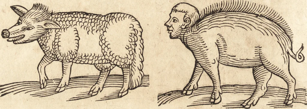 An illustration from Prodigiorvm ac ostentorvm chronicon : quae praeter naturae ordinem, motum, et operationem, et in svperioribus & his inferioribus mundi regionibus, ab exordio mundi usque ad haec nostra tempora, acciderunt ..., 1557, leaf 147