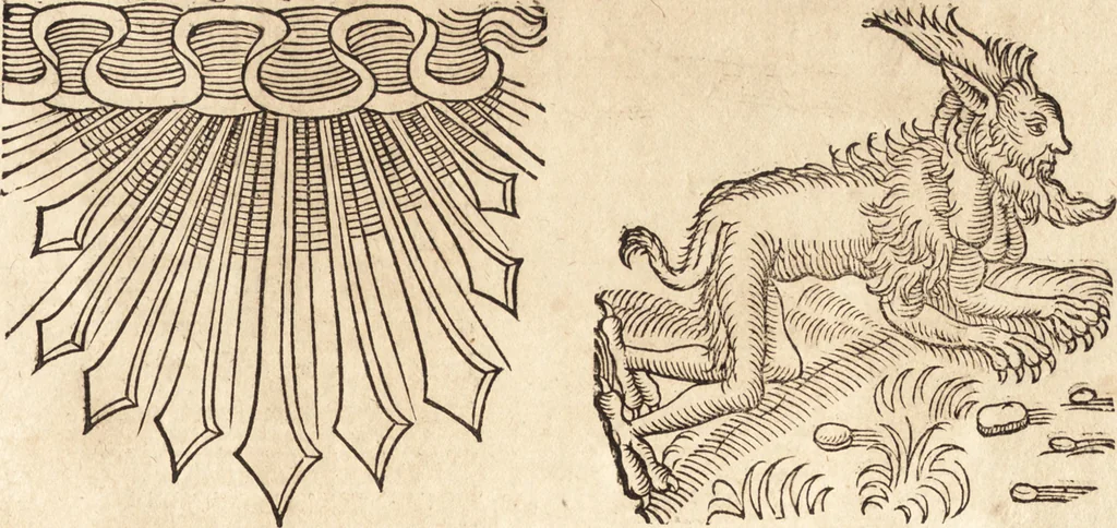 An illustration from Prodigiorvm ac ostentorvm chronicon : quae praeter naturae ordinem, motum, et operationem, et in svperioribus & his inferioribus mundi regionibus, ab exordio mundi usque ad haec nostra tempora, acciderunt ..., 1557, leaf 148