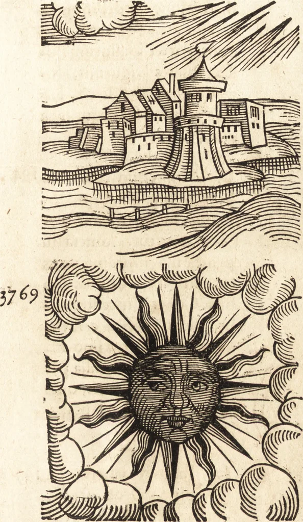 An illustration from Prodigiorvm ac ostentorvm chronicon : quae praeter naturae ordinem, motum, et operationem, et in svperioribus & his inferioribus mundi regionibus, ab exordio mundi usque ad haec nostra tempora, acciderunt ..., 1557, leaf 150