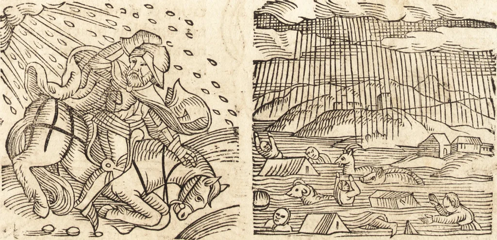 An illustration from Prodigiorvm ac ostentorvm chronicon : quae praeter naturae ordinem, motum, et operationem, et in svperioribus & his inferioribus mundi regionibus, ab exordio mundi usque ad haec nostra tempora, acciderunt ..., 1557, leaf 156