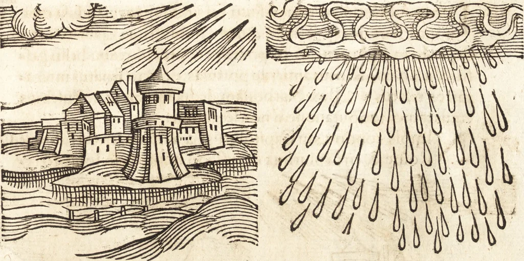 An illustration from Prodigiorvm ac ostentorvm chronicon : quae praeter naturae ordinem, motum, et operationem, et in svperioribus & his inferioribus mundi regionibus, ab exordio mundi usque ad haec nostra tempora, acciderunt ..., 1557, leaf 162