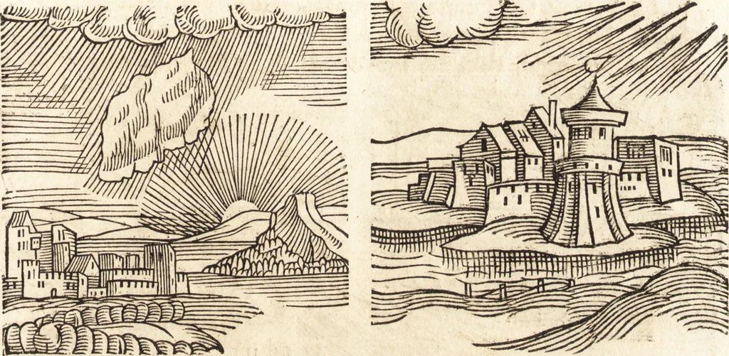 An illustration from Prodigiorvm ac ostentorvm chronicon : quae praeter naturae ordinem, motum, et operationem, et in svperioribus & his inferioribus mundi regionibus, ab exordio mundi usque ad haec nostra tempora, acciderunt ..., 1557, leaf 164