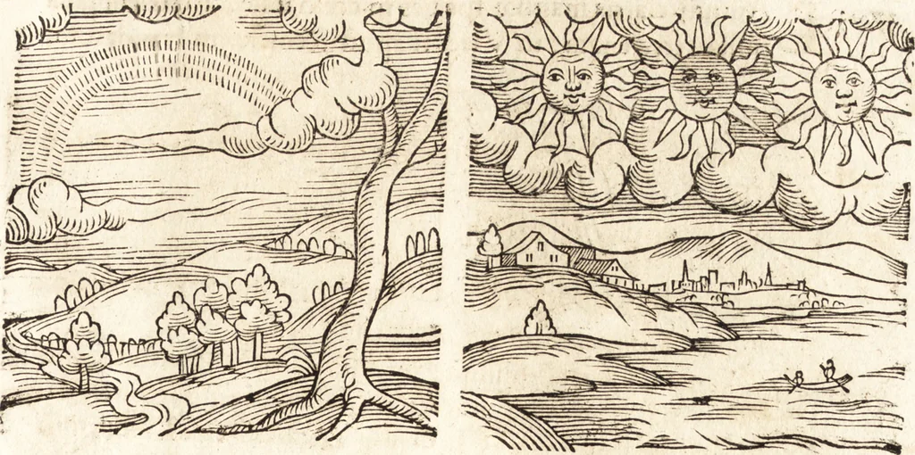 An illustration from Prodigiorvm ac ostentorvm chronicon : quae praeter naturae ordinem, motum, et operationem, et in svperioribus & his inferioribus mundi regionibus, ab exordio mundi usque ad haec nostra tempora, acciderunt ..., 1557, leaf 166