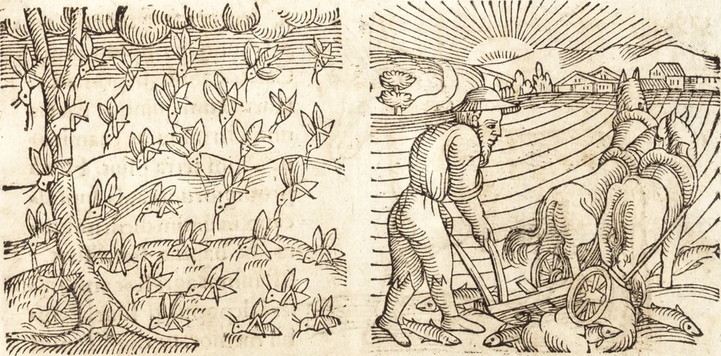 An illustration from Prodigiorvm ac ostentorvm chronicon : quae praeter naturae ordinem, motum, et operationem, et in svperioribus & his inferioribus mundi regionibus, ab exordio mundi usque ad haec nostra tempora, acciderunt ..., 1557, leaf 168