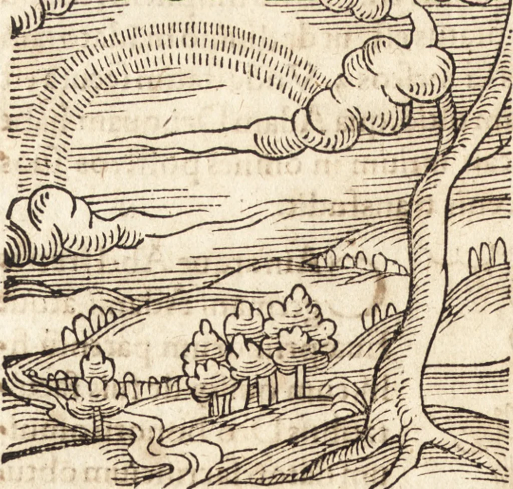 An illustration from Prodigiorvm ac ostentorvm chronicon : quae praeter naturae ordinem, motum, et operationem, et in svperioribus & his inferioribus mundi regionibus, ab exordio mundi usque ad haec nostra tempora, acciderunt ..., 1557, leaf 17