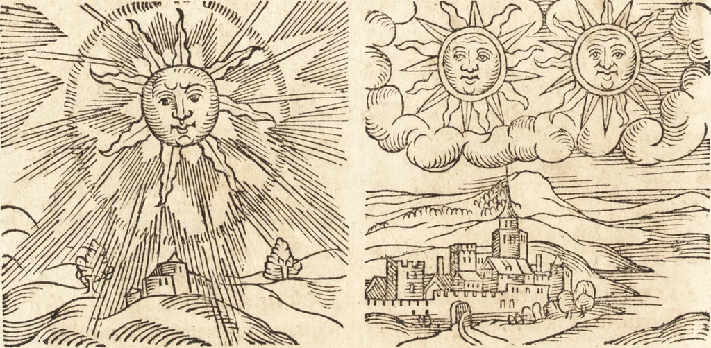 An illustration from Prodigiorvm ac ostentorvm chronicon : quae praeter naturae ordinem, motum, et operationem, et in svperioribus & his inferioribus mundi regionibus, ab exordio mundi usque ad haec nostra tempora, acciderunt ..., 1557, leaf 175