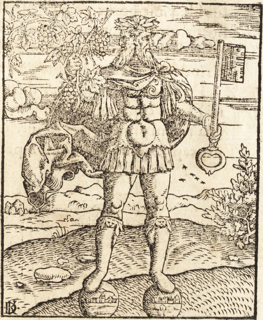 An illustration from Prodigiorvm ac ostentorvm chronicon : quae praeter naturae ordinem, motum, et operationem, et in svperioribus & his inferioribus mundi regionibus, ab exordio mundi usque ad haec nostra tempora, acciderunt ..., 1557, leaf 18
