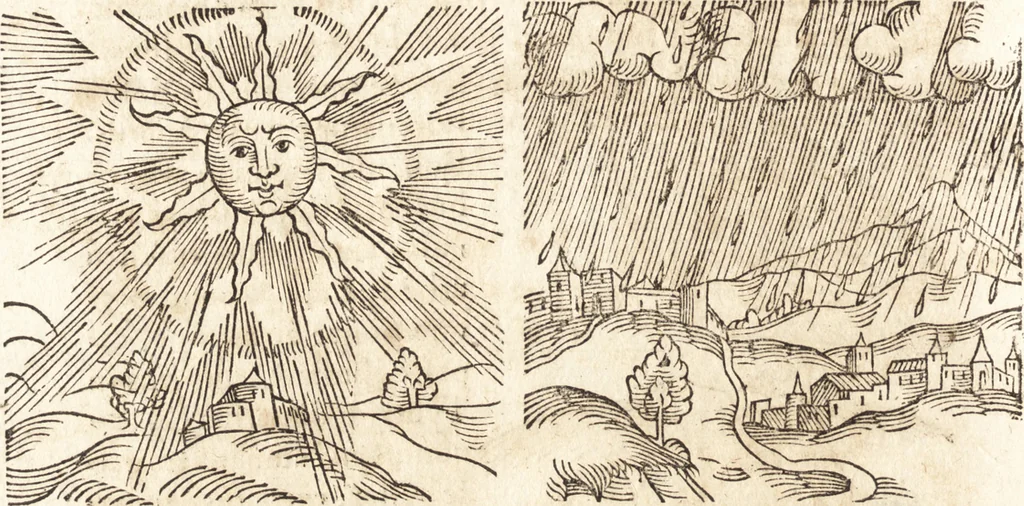 An illustration from Prodigiorvm ac ostentorvm chronicon : quae praeter naturae ordinem, motum, et operationem, et in svperioribus & his inferioribus mundi regionibus, ab exordio mundi usque ad haec nostra tempora, acciderunt ..., 1557, leaf 185