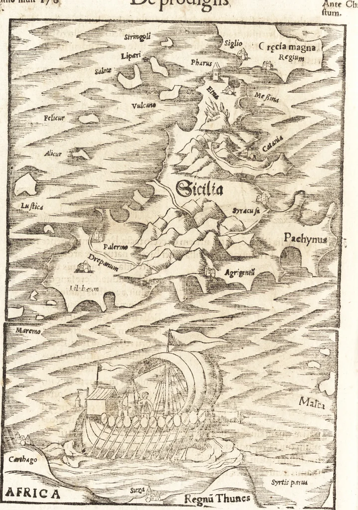 An illustration from Prodigiorvm ac ostentorvm chronicon : quae praeter naturae ordinem, motum, et operationem, et in svperioribus & his inferioribus mundi regionibus, ab exordio mundi usque ad haec nostra tempora, acciderunt ..., 1557, leaf 189