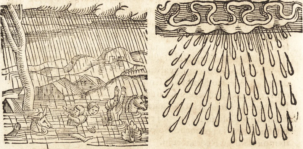 An illustration from Prodigiorvm ac ostentorvm chronicon : quae praeter naturae ordinem, motum, et operationem, et in svperioribus & his inferioribus mundi regionibus, ab exordio mundi usque ad haec nostra tempora, acciderunt ..., 1557, leaf 197