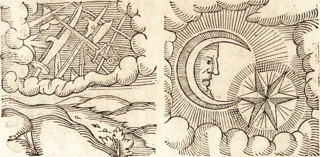 An illustration from Prodigiorvm ac ostentorvm chronicon : quae praeter naturae ordinem, motum, et operationem, et in svperioribus & his inferioribus mundi regionibus, ab exordio mundi usque ad haec nostra tempora, acciderunt ..., 1557, leaf 200
