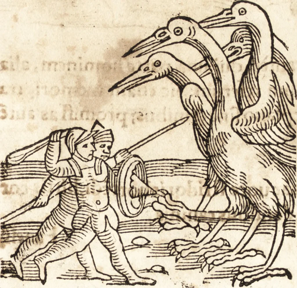 An illustration from Prodigiorvm ac ostentorvm chronicon : quae praeter naturae ordinem, motum, et operationem, et in svperioribus & his inferioribus mundi regionibus, ab exordio mundi usque ad haec nostra tempora, acciderunt ..., 1557, leaf 22
