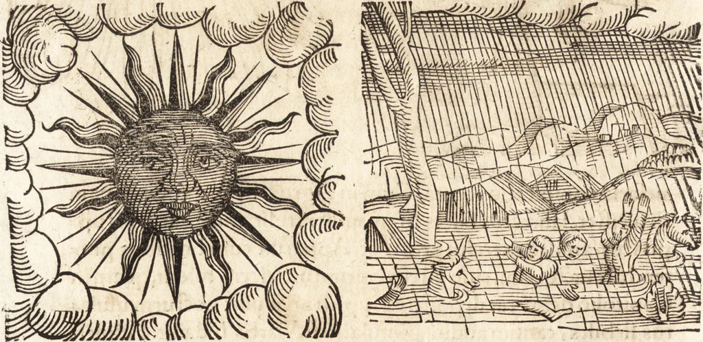 An illustration from Prodigiorvm ac ostentorvm chronicon : quae praeter naturae ordinem, motum, et operationem, et in svperioribus & his inferioribus mundi regionibus, ab exordio mundi usque ad haec nostra tempora, acciderunt ..., 1557, leaf 225