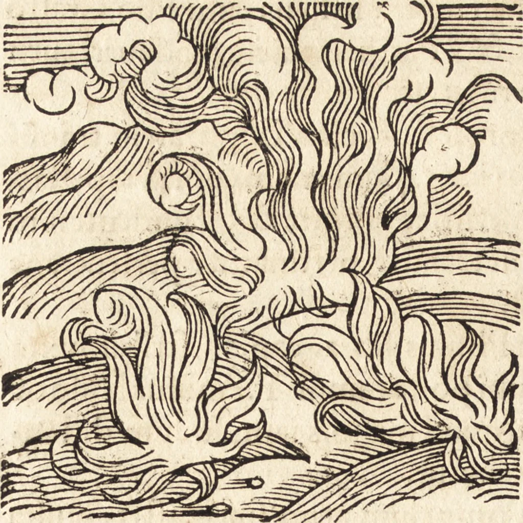 An illustration from Prodigiorvm ac ostentorvm chronicon : quae praeter naturae ordinem, motum, et operationem, et in svperioribus & his inferioribus mundi regionibus, ab exordio mundi usque ad haec nostra tempora, acciderunt ..., 1557, leaf 227