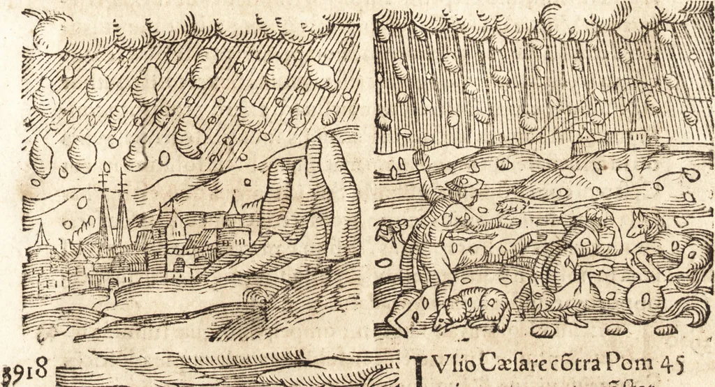 An illustration from Prodigiorvm ac ostentorvm chronicon : quae praeter naturae ordinem, motum, et operationem, et in svperioribus & his inferioribus mundi regionibus, ab exordio mundi usque ad haec nostra tempora, acciderunt ..., 1557, leaf 228