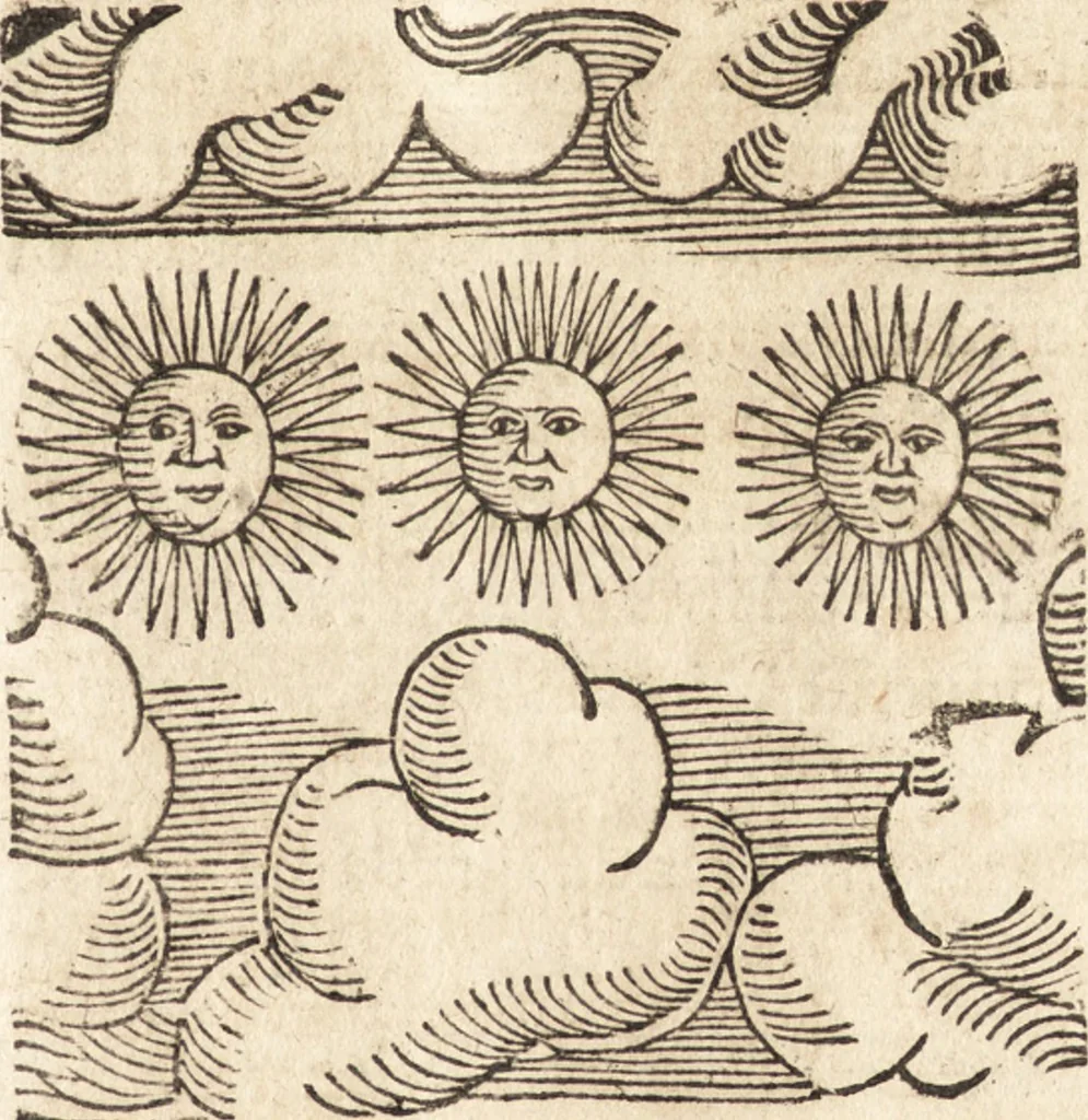 An illustration from Prodigiorvm ac ostentorvm chronicon : quae praeter naturae ordinem, motum, et operationem, et in svperioribus & his inferioribus mundi regionibus, ab exordio mundi usque ad haec nostra tempora, acciderunt ..., 1557, leaf 230