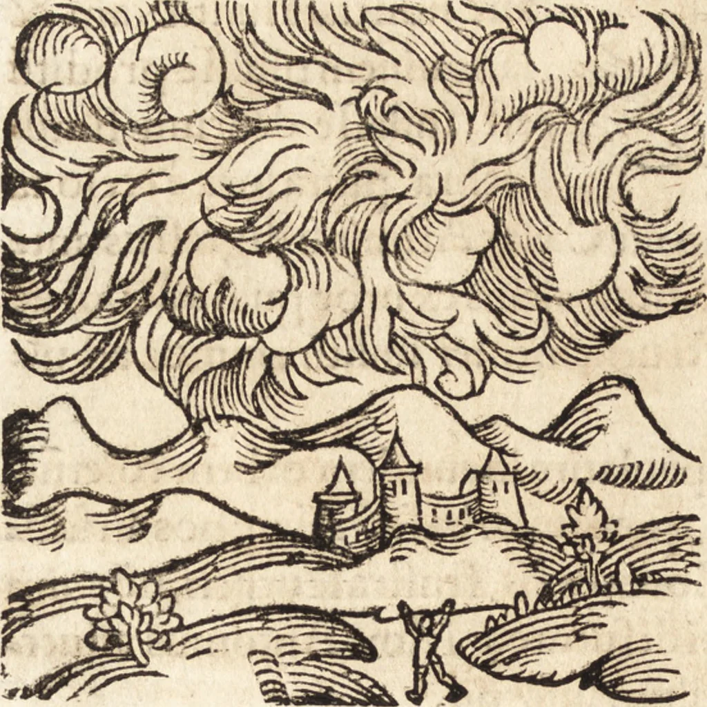 An illustration from Prodigiorvm ac ostentorvm chronicon : quae praeter naturae ordinem, motum, et operationem, et in svperioribus & his inferioribus mundi regionibus, ab exordio mundi usque ad haec nostra tempora, acciderunt ..., 1557, leaf 231