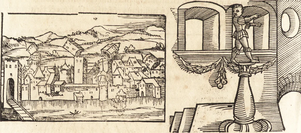 An illustration from Prodigiorvm ac ostentorvm chronicon : quae praeter naturae ordinem, motum, et operationem, et in svperioribus & his inferioribus mundi regionibus, ab exordio mundi usque ad haec nostra tempora, acciderunt ..., 1557, leaf 243