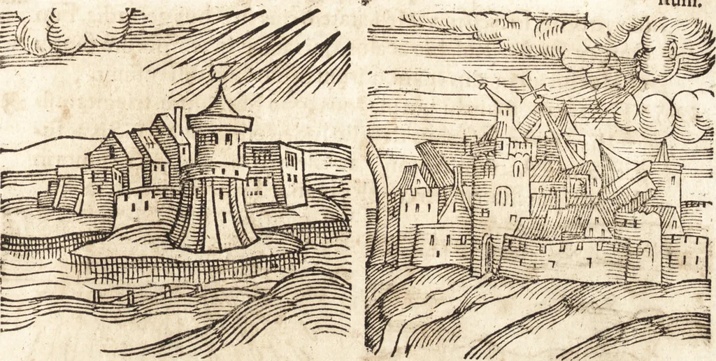 An illustration from Prodigiorvm ac ostentorvm chronicon : quae praeter naturae ordinem, motum, et operationem, et in svperioribus & his inferioribus mundi regionibus, ab exordio mundi usque ad haec nostra tempora, acciderunt ..., 1557, leaf 244