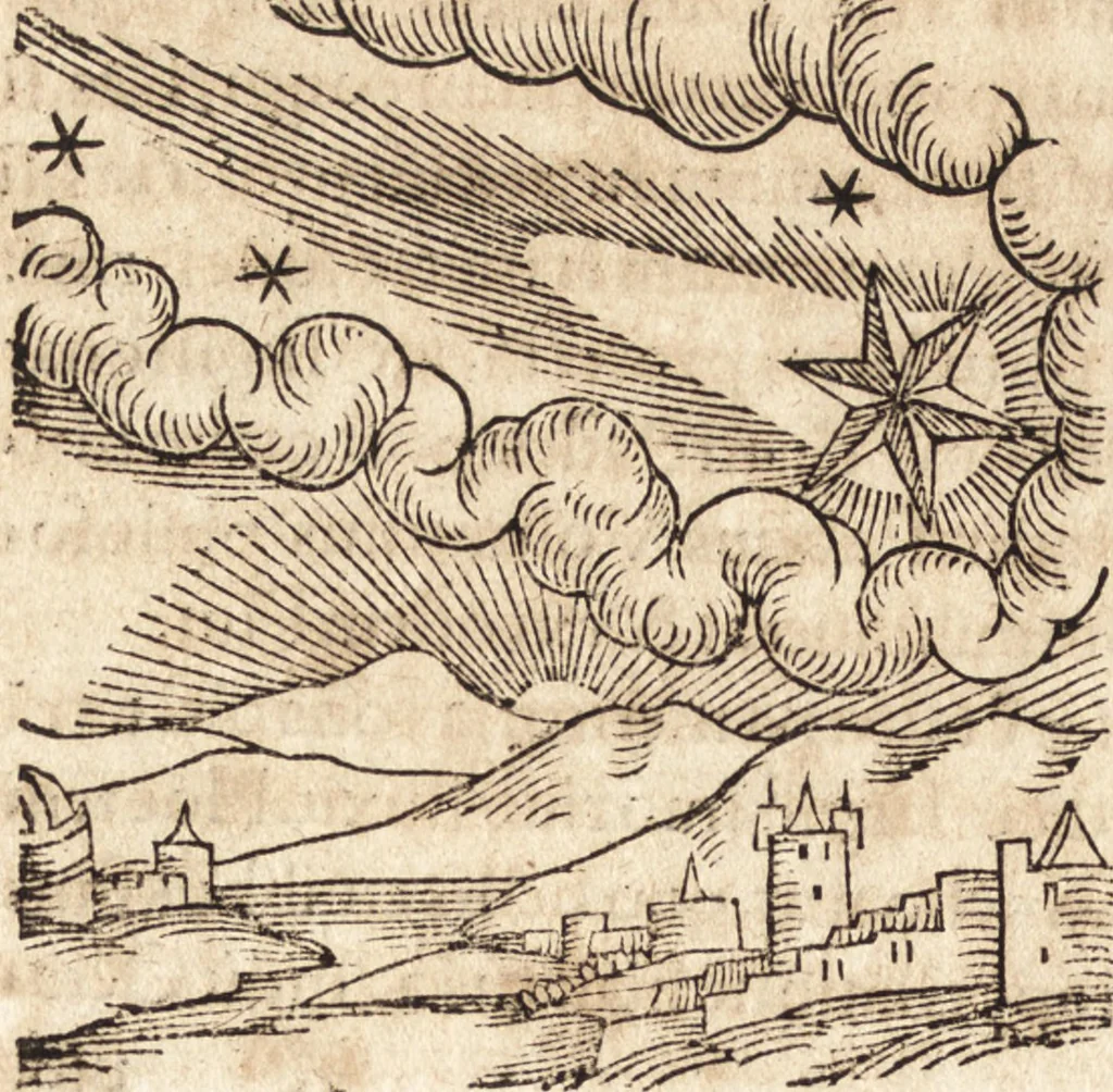 An illustration from Prodigiorvm ac ostentorvm chronicon : quae praeter naturae ordinem, motum, et operationem, et in svperioribus & his inferioribus mundi regionibus, ab exordio mundi usque ad haec nostra tempora, acciderunt ..., 1557, leaf 245