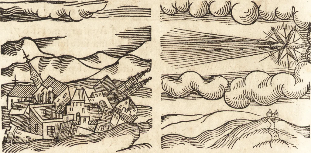 An illustration from Prodigiorvm ac ostentorvm chronicon : quae praeter naturae ordinem, motum, et operationem, et in svperioribus & his inferioribus mundi regionibus, ab exordio mundi usque ad haec nostra tempora, acciderunt ..., 1557, leaf 251