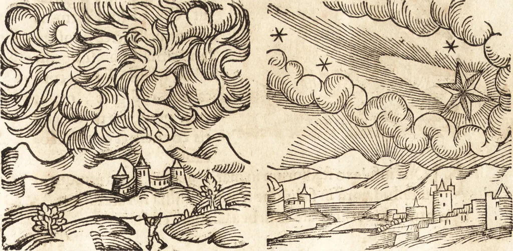 An illustration from Prodigiorvm ac ostentorvm chronicon : quae praeter naturae ordinem, motum, et operationem, et in svperioribus & his inferioribus mundi regionibus, ab exordio mundi usque ad haec nostra tempora, acciderunt ..., 1557, leaf 256