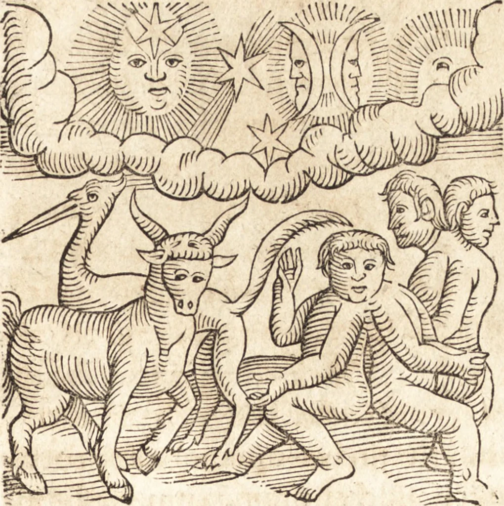 An illustration from Prodigiorvm ac ostentorvm chronicon : quae praeter naturae ordinem, motum, et operationem, et in svperioribus & his inferioribus mundi regionibus, ab exordio mundi usque ad haec nostra tempora, acciderunt ..., 1557, leaf 274