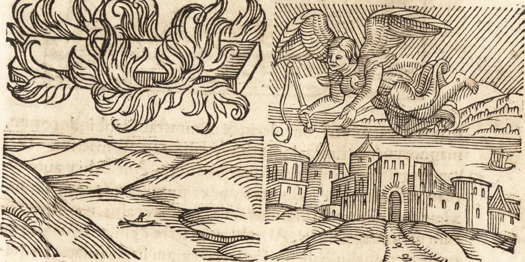 An illustration from Prodigiorvm ac ostentorvm chronicon : quae praeter naturae ordinem, motum, et operationem, et in svperioribus & his inferioribus mundi regionibus, ab exordio mundi usque ad haec nostra tempora, acciderunt ..., 1557, leaf 292