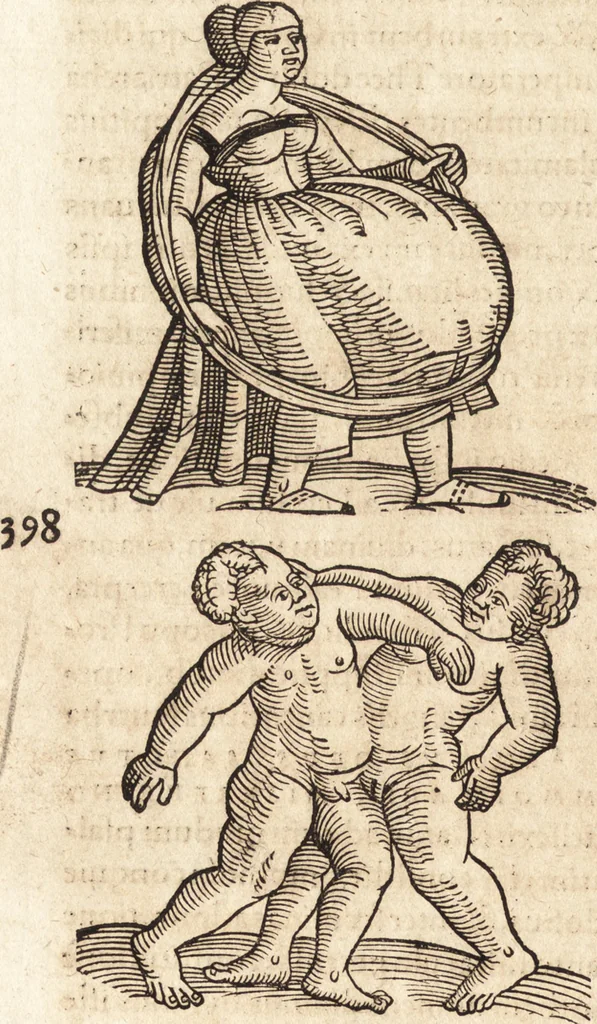 An illustration from Prodigiorvm ac ostentorvm chronicon : quae praeter naturae ordinem, motum, et operationem, et in svperioribus & his inferioribus mundi regionibus, ab exordio mundi usque ad haec nostra tempora, acciderunt ..., 1557, leaf 295