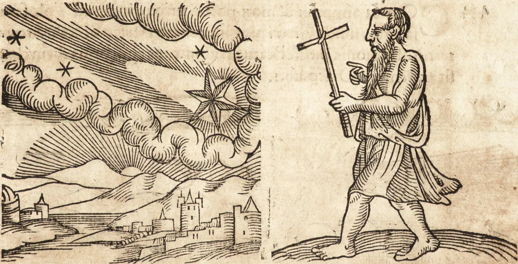 An illustration from Prodigiorvm ac ostentorvm chronicon : quae praeter naturae ordinem, motum, et operationem, et in svperioribus & his inferioribus mundi regionibus, ab exordio mundi usque ad haec nostra tempora, acciderunt ..., 1557, leaf 302