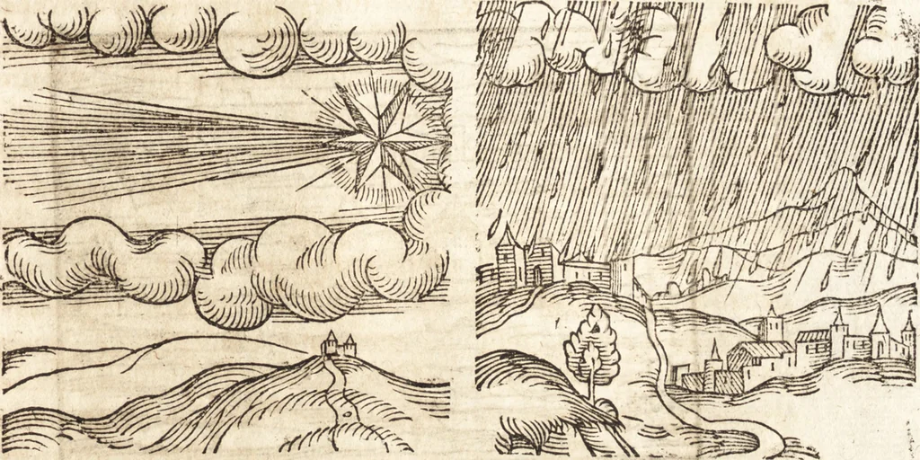 An illustration from Prodigiorvm ac ostentorvm chronicon : quae praeter naturae ordinem, motum, et operationem, et in svperioribus & his inferioribus mundi regionibus, ab exordio mundi usque ad haec nostra tempora, acciderunt ..., 1557, leaf 314