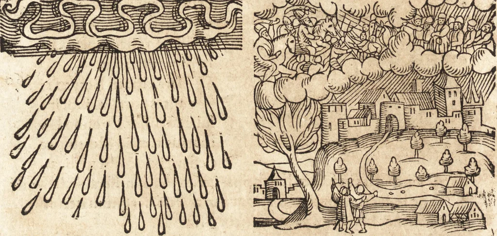 An illustration from Prodigiorvm ac ostentorvm chronicon : quae praeter naturae ordinem, motum, et operationem, et in svperioribus & his inferioribus mundi regionibus, ab exordio mundi usque ad haec nostra tempora, acciderunt ..., 1557, leaf 319