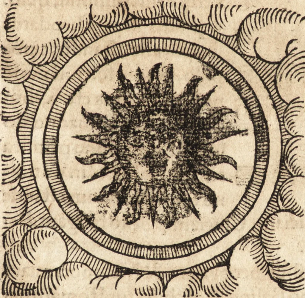 An illustration from Prodigiorvm ac ostentorvm chronicon : quae praeter naturae ordinem, motum, et operationem, et in svperioribus & his inferioribus mundi regionibus, ab exordio mundi usque ad haec nostra tempora, acciderunt ..., 1557, leaf 334