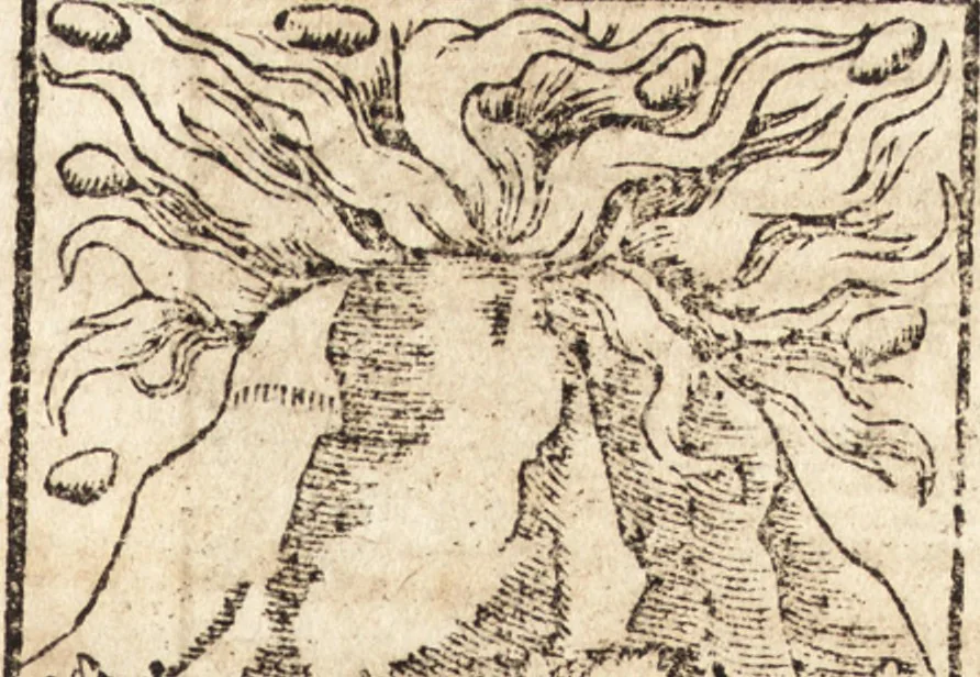 An illustration from Prodigiorvm ac ostentorvm chronicon : quae praeter naturae ordinem, motum, et operationem, et in svperioribus & his inferioribus mundi regionibus, ab exordio mundi usque ad haec nostra tempora, acciderunt ..., 1557, leaf 336