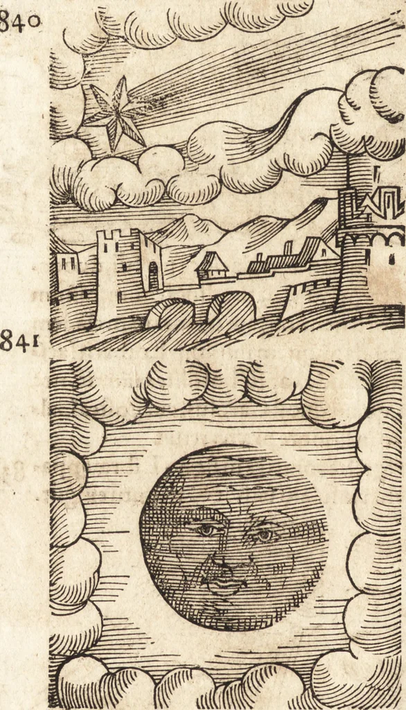 An illustration from Prodigiorvm ac ostentorvm chronicon : quae praeter naturae ordinem, motum, et operationem, et in svperioribus & his inferioribus mundi regionibus, ab exordio mundi usque ad haec nostra tempora, acciderunt ..., 1557, leaf 361