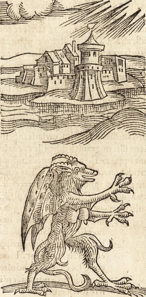 An illustration from Prodigiorvm ac ostentorvm chronicon : quae praeter naturae ordinem, motum, et operationem, et in svperioribus & his inferioribus mundi regionibus, ab exordio mundi usque ad haec nostra tempora, acciderunt ..., 1557, leaf 364