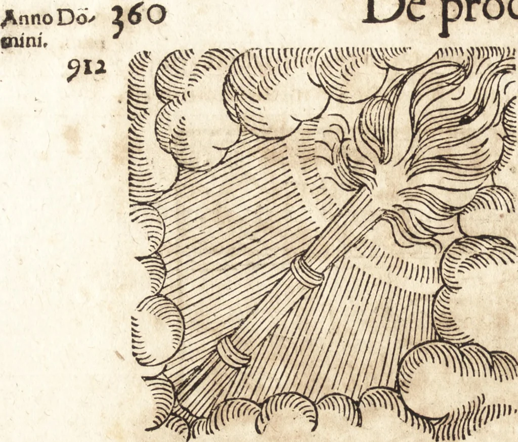 An illustration from Prodigiorvm ac ostentorvm chronicon : quae praeter naturae ordinem, motum, et operationem, et in svperioribus & his inferioribus mundi regionibus, ab exordio mundi usque ad haec nostra tempora, acciderunt ..., 1557, leaf 371