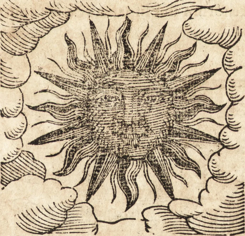 An illustration from Prodigiorvm ac ostentorvm chronicon : quae praeter naturae ordinem, motum, et operationem, et in svperioribus & his inferioribus mundi regionibus, ab exordio mundi usque ad haec nostra tempora, acciderunt ..., 1557, leaf 372