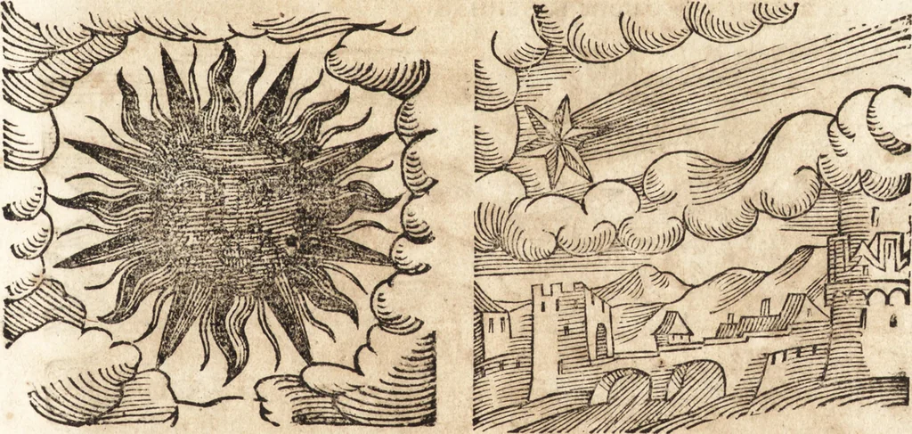 An illustration from Prodigiorvm ac ostentorvm chronicon : quae praeter naturae ordinem, motum, et operationem, et in svperioribus & his inferioribus mundi regionibus, ab exordio mundi usque ad haec nostra tempora, acciderunt ..., 1557, leaf 376