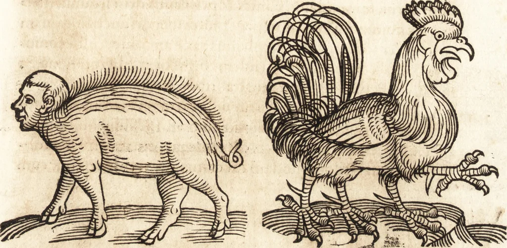 An illustration from Prodigiorvm ac ostentorvm chronicon : quae praeter naturae ordinem, motum, et operationem, et in svperioribus & his inferioribus mundi regionibus, ab exordio mundi usque ad haec nostra tempora, acciderunt ..., 1557, leaf 382