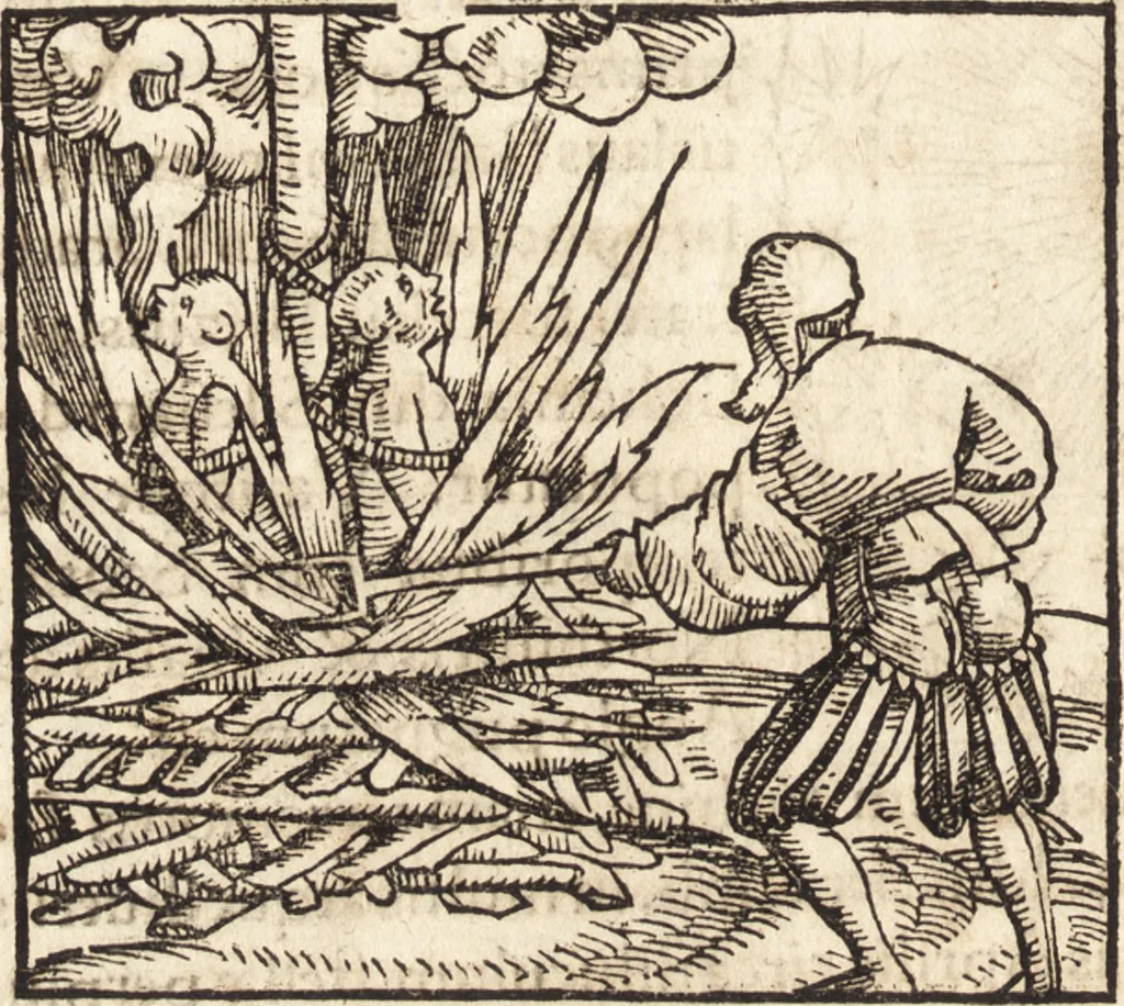 An illustration from Prodigiorvm ac ostentorvm chronicon : quae praeter naturae ordinem, motum, et operationem, et in svperioribus & his inferioribus mundi regionibus, ab exordio mundi usque ad haec nostra tempora, acciderunt ..., 1557, leaf 399