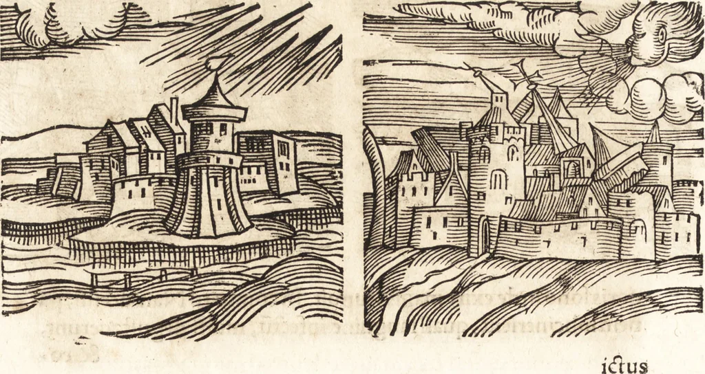 An illustration from Prodigiorvm ac ostentorvm chronicon : quae praeter naturae ordinem, motum, et operationem, et in svperioribus & his inferioribus mundi regionibus, ab exordio mundi usque ad haec nostra tempora, acciderunt ..., 1557, leaf 399