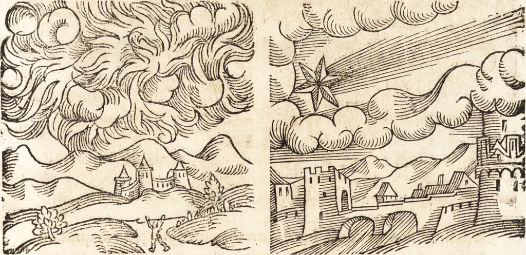 An illustration from Prodigiorvm ac ostentorvm chronicon : quae praeter naturae ordinem, motum, et operationem, et in svperioribus & his inferioribus mundi regionibus, ab exordio mundi usque ad haec nostra tempora, acciderunt ..., 1557, leaf 402