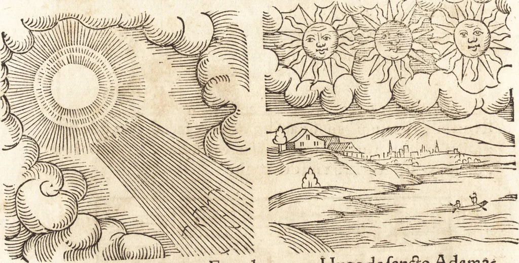An illustration from Prodigiorvm ac ostentorvm chronicon : quae praeter naturae ordinem, motum, et operationem, et in svperioribus & his inferioribus mundi regionibus, ab exordio mundi usque ad haec nostra tempora, acciderunt ..., 1557, leaf 407