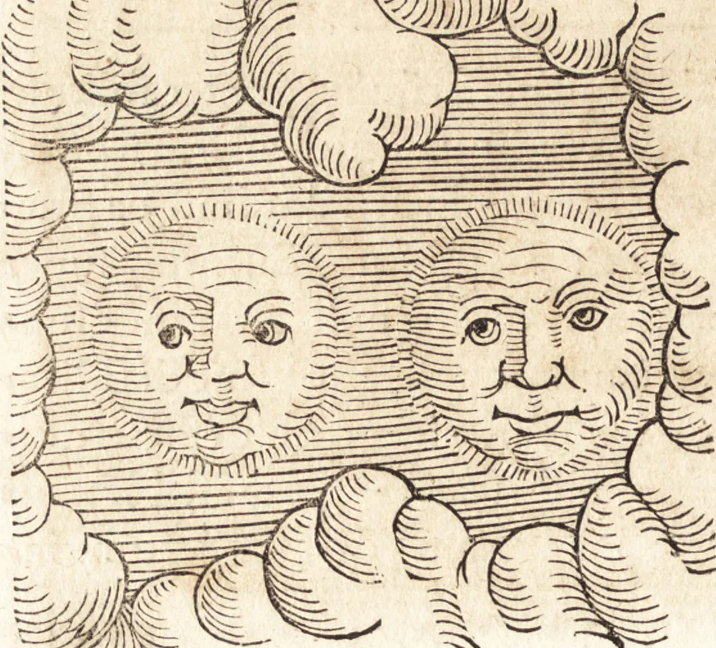 An illustration from Prodigiorvm ac ostentorvm chronicon : quae praeter naturae ordinem, motum, et operationem, et in svperioribus & his inferioribus mundi regionibus, ab exordio mundi usque ad haec nostra tempora, acciderunt ..., 1557, leaf 407