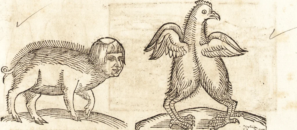 An illustration from Prodigiorvm ac ostentorvm chronicon : quae praeter naturae ordinem, motum, et operationem, et in svperioribus & his inferioribus mundi regionibus, ab exordio mundi usque ad haec nostra tempora, acciderunt ..., 1557, leaf 408