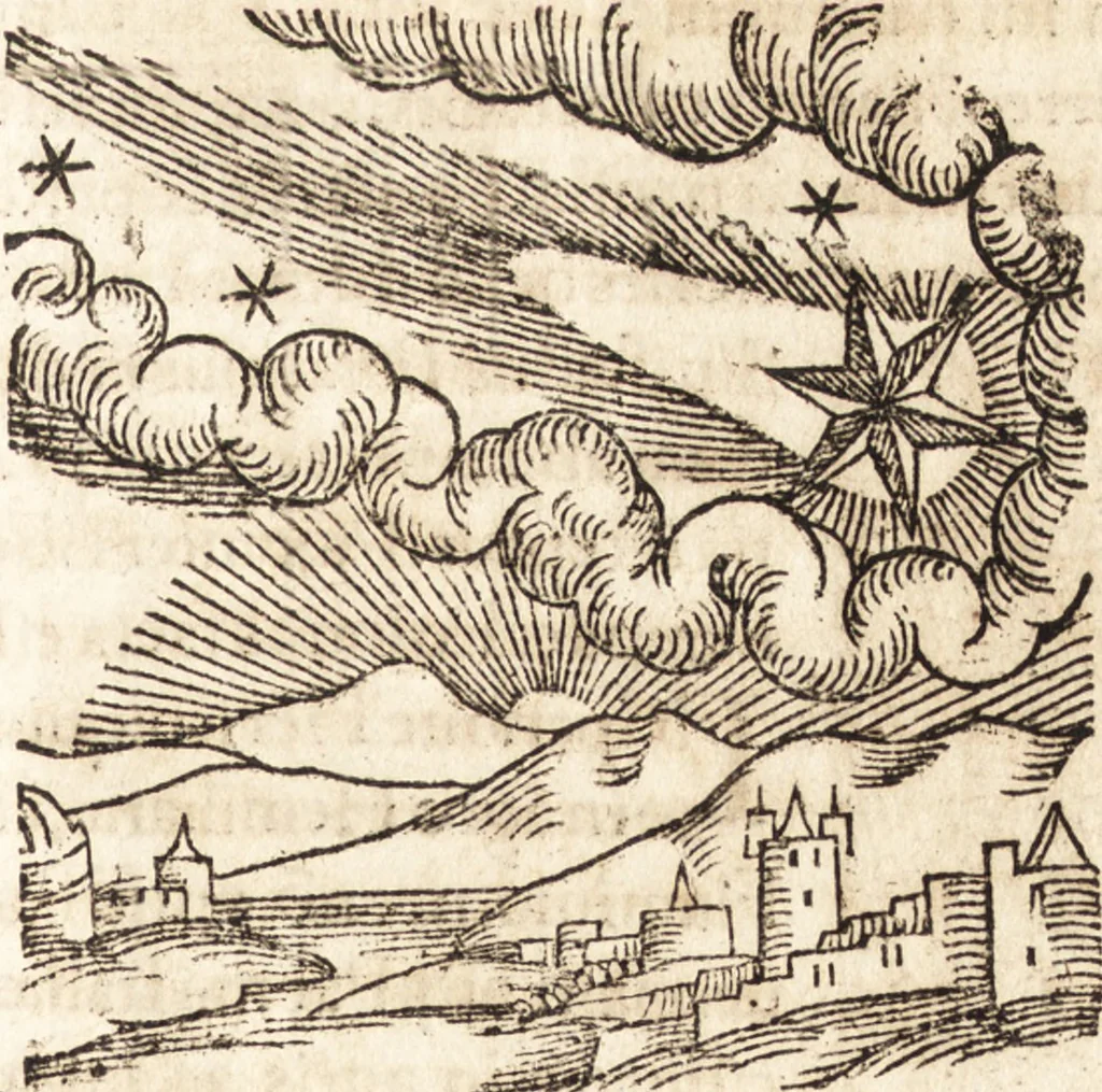 An illustration from Prodigiorvm ac ostentorvm chronicon : quae praeter naturae ordinem, motum, et operationem, et in svperioribus & his inferioribus mundi regionibus, ab exordio mundi usque ad haec nostra tempora, acciderunt ..., 1557, leaf 408
