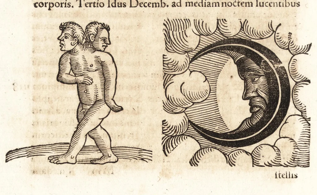 An illustration from Prodigiorvm ac ostentorvm chronicon : quae praeter naturae ordinem, motum, et operationem, et in svperioribus & his inferioribus mundi regionibus, ab exordio mundi usque ad haec nostra tempora, acciderunt ..., 1557, leaf 413